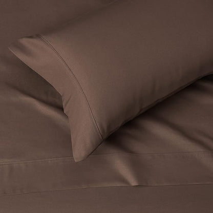 Amazon Basics Lightweight Super Soft Easy Care Microfiber 3-Piece Bed Sheet Set with 14-Inch Deep Pockets, Twin XL, Solid, Chocolate