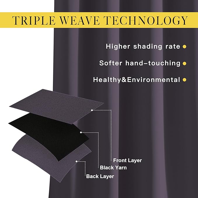 NICETOWN Bedroom Curtains Room Darkening Draperies - Greyish Purple Room Darkening Drapes/Panels for Bedroom, Grommet Top 2-Pack, 52 x 63 inches Long, Thermal Insulated, Privacy Assured