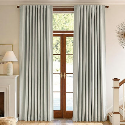 jinchan Chenille Blackout Curtains 84 Inches Long Light Grey Thermal Insulated Curtains for Bedroom Living Room 2 Panels Triple-Weave Noise Reducing Drapes Back Tab Privacy Window Curtains 50x84 Inch