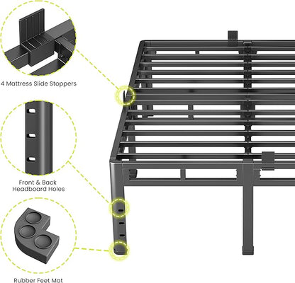 NKZ Full Size Bed Frame 20 Inch, Metal Bed Frame & Box Spring 2 in 1 Platform with Round Corner Legs, 4000lbs Weight Capacity Reinforced Metal Frame, Headboard Hole, Noise-Free, Easy Assembly