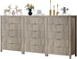 5 Drawers Dresser for Bedroom, 44 Inches Tall Modern Bedroom Dressers, Chest of Drawers for Bedroom, Fluted Dresser for Closet Organizer for Living Room, Hallway, Entryway (Grey Oak, 3 Pieces)