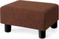 BRIAN & DANY Small Foot Stool Ottoman, Footstool with Legs, Teddy Velvet Foot Rest for Living Room, Bedroom and Office, Brown