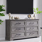 JXQTLINGMU Farmhouse 6 Drawers Dresser for Bedroom, 52'' Wide Large Wood Dressers with Bar Handles, Chests of Drawers with Storage Dressers Organizer for Bedroom, Hallway, Grey
