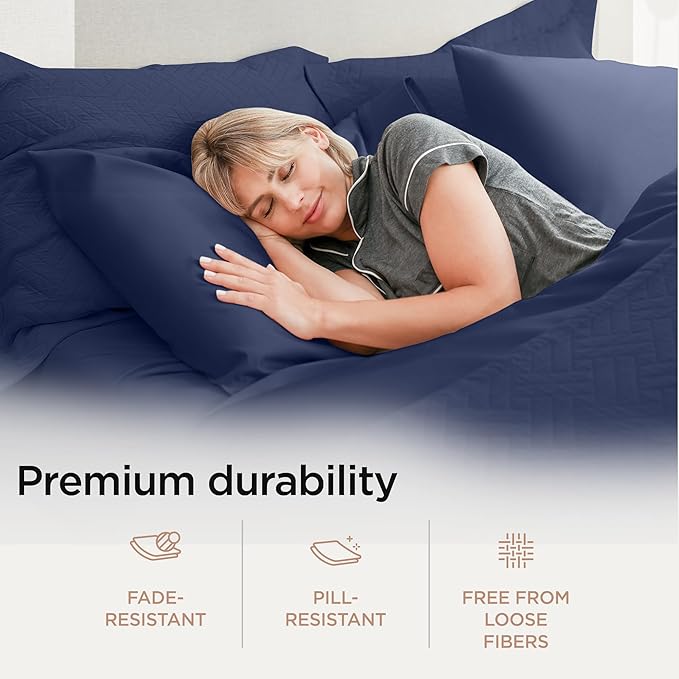 Threadmill Luxury Full Size Sheets for Full Size Mattress, 1200 Thread Count Supima Cotton Sheet, 5-Star Hotel Quality 4 Piece Bed Sheets with Extra Deep Pocket, Folkstone Blue