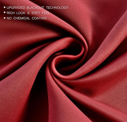 MIUCO Room Darkening Grommet Thermal Insulated Blackout Window Curtains Panels for Bedroom Set of 2 52x95 Inch Burgundy, Bonus 2 Tie Backs Included