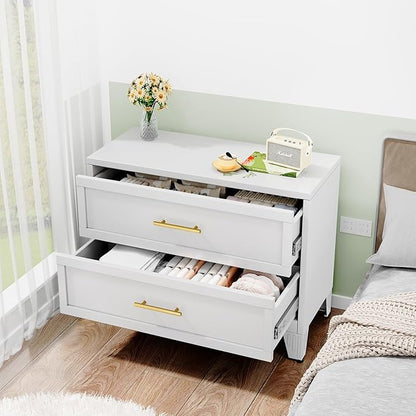 Metal Dressers, White Small Dresser for Bedroom, 24.76" H Dressers & Chests of Drawers, Dresser and Nightstand Sets for Living Room, Entryway, Hallyway (White, 2 Drawers)