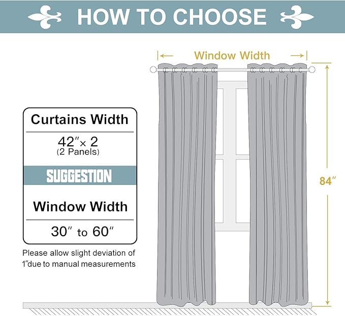 ChrisDowa Grommet Blackout Curtains for Bedroom and Living Room - 2 Panels Set Thermal Insulated Room Darkening Curtains (Dark Grey, 42W x 84L)