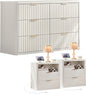 LEYAOYAO 48" Wide Fluted Dresser and 2 Drawers 23" Nightstand Set of 2, Wooden Dresser & Night Stand with Charging Station, 3 Piece Bedroom Furniture Set, Chest of Drawer for Living Room,Antique White