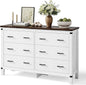 LINSY HOME Farmhouse 6 Drawer Double Dresser for Bedroom, 53” Wide Rustic Wood Chest with Deep Drawers, Modern Dressers with Storage and Metal Handles for Closet, Living Room, Hallway, Off White