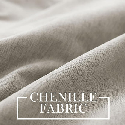 Macochico 100% Blackout Curtains Luxury Chenille Curtains for Living Room Thermal Blackout Curtains for Bedroom Hotel Banquet Classic Decor Beige Curtains with Tieback 72" Wx96 L Grommet 1 Panel