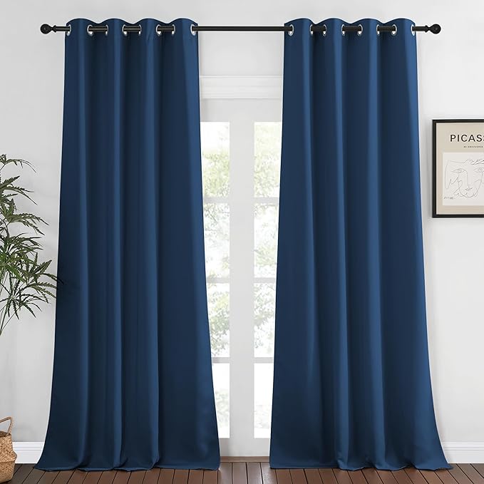 NICETOWN Blackout Curtains 120 inch Length for Sliding Glass Door, Grommet Thermal Insulated Room Darkening Sound Reducing Drapes for Room Divider, 1 Panel, W52 x L120, Burnt Orange