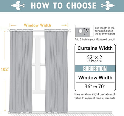 ChrisDowa Blackout Curtains 102 Inches Long 2 Panels Set for Living Room, Grommet Thermal Insulated Room Darkening Curtains for Bedroom (Royal Blue, 52 x 102 Inch)