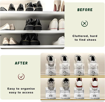 Shoe Slots Organizer for Closet,24 Pack Shoe Stacker Shoe Rack Organizer for Closet Space Saver Storage Shoe Holder Organization(Transparent)