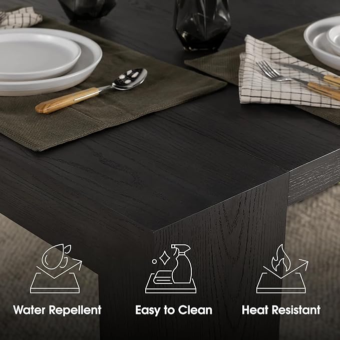 Transformer Table - Solid Wood Extendable Dining Table, Seats 2-12, Extendable Dining Room Table, Space-Saving Furniture, Expandable Dining Furniture (Black, Table + 4 Chairs)