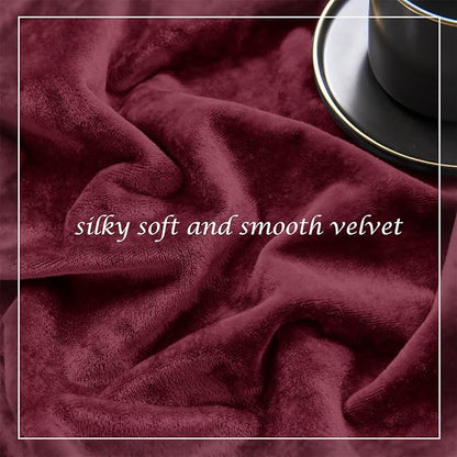 SMILETIME Burgundy Red Crushed Velvet Curtains 52x84 inch Luxurious Thermal Insulated Soundproof Drapes for Living Room Bedroom Office Soft and Durable Light-Filtering Window Treatments, 2 Panels