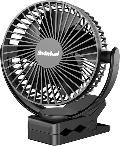 Svinkal Portable Magnetic USB Clip on Fan - 6 Inch 5000mAh Rechargeable, 3 Speed, 720° Adjustable, Personal Desk Fan for Bedroom, Camping, Golf Cart, Office