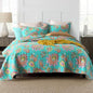 Cotton Bedspread Quilt Sets Reversible Bedding Coverlet Sets Comforter Paisley Floral Bedspread (Green Vintage Floral, Queen Size)
