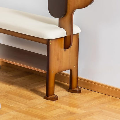 Shoe Bench with Cushion, 2-Tier Dog Entryway Bench Cute, Wood Shoe Rack Bench,23.62 inches