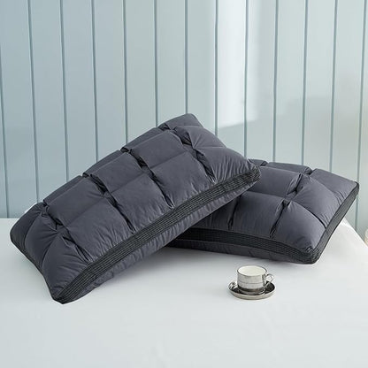 YOUR MOON Soft Pillow King Size of 2 for Sleeping, Super Soft Support Down Alternative Pillow, 100% Cotton Shell Luxury Comfy Fluffy Bed Pillows for Sleep(Gray)