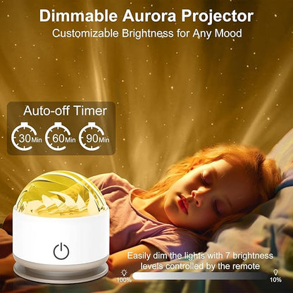 Northern Light Projector, Battery Operated Aurora Night Light with Timer Function, 13 Colors Galaxy Lamp Ripple Ceiling Projector Mood Ambient Lighting for Bedroom Adults Kids Room Girl Gift