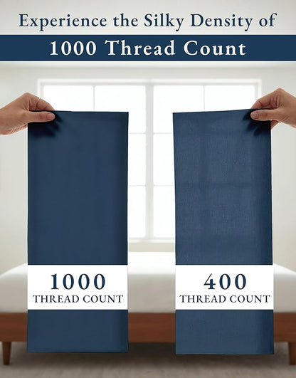 LANE LINEN 100% Egyptian Cotton Sheets King Size - 1000 Thread Count King Bed Sheets, Ultra-Soft Hotel Luxury with 15" Deep Pocket, Naturally Breathable & Durable, Silky Sateen Weave - Estate Blue