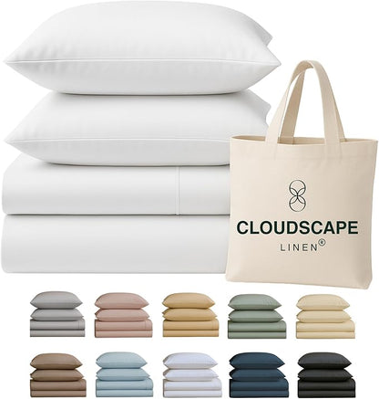 100% Egyptian Cotton Sheets King Size Sheets Set including oversized Flat Sheet, Fitted Sheet & Pillowcase sets, 400 TC Deep Pocket King Bedsheet Set, No Pill Soft Breathable Luxury White Bedding
