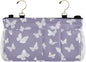 Bedside Caddy Hanging Bunk Bed Caddy Bed Organizer Hanging Pocket with 2 Hooks Bedside Storage Organizer Pocket Bag Holder White Butterfly Purple