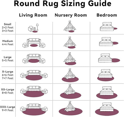 OLANLY Burgundy Round Rugs for Bedroom - Machine Washable, 9 ft Circle Area Rugs for Living Room, Soft and Fluffy Shaggy Carpet for Teen Girls and Boys, Nursery Rooms, Dorms, Home Decor Aesthetic