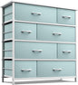Sorbus Dresser with 8 Drawers - Furniture Storage Chest for Kid’s, Teens, Bedroom, Nursery, Playroom, Clothes, Toys - Steel Frame, Wood Top, Fabric Bins (Aqua)
