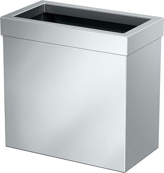 Gatco Modern Rectangle Wastebasket, Chrome - Stainless Steel Trash Can with Removable Lid, Leakproof, 3 Gallon Capacity for Bathroom, Bedroom, Kitchen, or Office