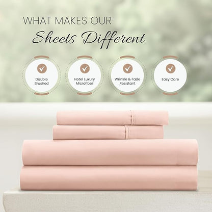 Linen Market Bed Sheets for California King Size Bed (Blush) - Sleep Better Than Ever with These Soft and Cooling California King Sheets - Deep Pocket Fits 16" Thick Beds - 4 Piece Cal King Sheet Set
