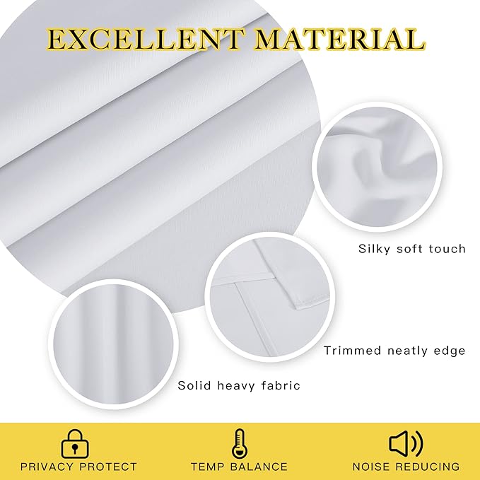 NICETOWN Patio Door Curtain Room Darkening for Bedroom, Grommet Light & Heat Blocking Room Divider Curtain Panel Window Drape for Patio/Livingroom, Greyish White, W100 x L144, 1 Panel