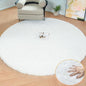 White Fluffy Round Rug 5ft for Bedroom Circle Faux Rabbit Washable Fur Area Rugs for Living Room Nursery Rug