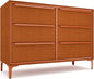 Naima Premium Fabric Dresser - Strong Metal Frame, 6 Spacious Sag-Proof Drawers with Sleek Metal Handles - Premium & Durable Storage Solution for Your Home (Orange)