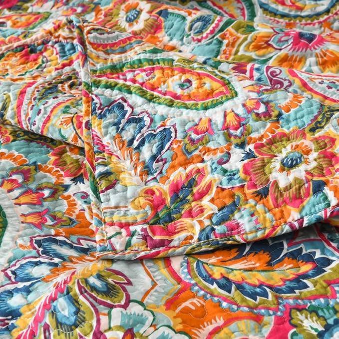 Cotton Bedspread Quilt Sets, Reversible Bedding Coverlet Sets Comforter, Gorgeous Red Floral Paisley Bedspread, King Size