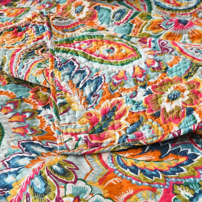 Cotton Bedspread Quilt Sets, Reversible Bedding Coverlet Sets Comforter, Gorgeous Red Floral Paisley Bedspread, King Size