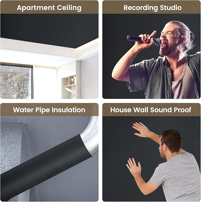 High Density Self-Adhesive Sound Insulation Acoustic Closed Cell Foam, 5.8 sqft x 0.4in Thick, 50+kg/m³ ,Sound Proof Padding, Fire/Water Resistant Acoustic Treatment Foam