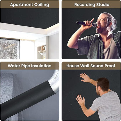 Self-Adhesive Sound Insulation Acoustic Foam, 107sqft x 0.2in Thick，50+kg/m³，Sound Proof Padding,Fire,Water Resistant ,Thermal Insulation,Cold Proof Acoustic Treatment Foam