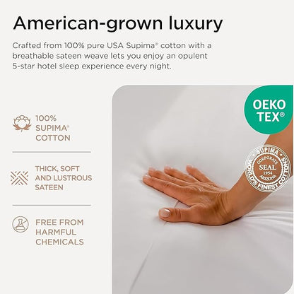 Threadmill Luxury Supima Cotton Sheets, Luxury 1200 Thread Count Soft 100% Cotton Sheets for Full Size Bed, 4 Pc White Bed Sheets Full Set, 5-Star Hotel Quality Deep Pocket Bed Sheets Set
