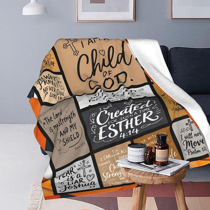 Christian Gift for Women, Bible Inspirational Throw Blanket for Couch, Soft Flannel Blanket, 50"x 60" Prayers Blankets for Bedroom Sofa Living Christmas Halloween Decoration