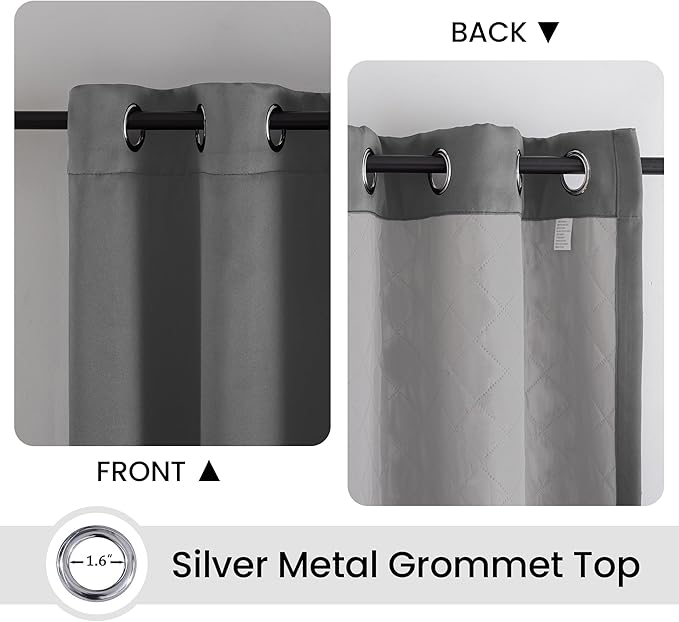 3-in-1 Layers Soundproof Curtains,Grommet Full Blackout Thermal Curtains for Living Room, Bedroom(1 Panel,Grey,50" x 63")