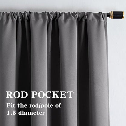 Blackout Curtains for Bedroom 1 Panel, Custom Curtains Thermal Insulated Light Grey, Rod Pocket Room Darkening Drapes for Living Room Windows Luxury Decor(Custom Size,Light Grey)