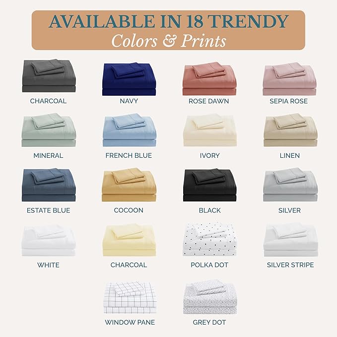 Casa Platino Sheet Sets Twin Size Bed, Hydro-Brushed Microfiber Sheets, 3 Piece Set, Pre-Washed Twin Sheet Set, Ultra Soft Sheets, Easy Care, Cozy with Deep Pockets – Ivory