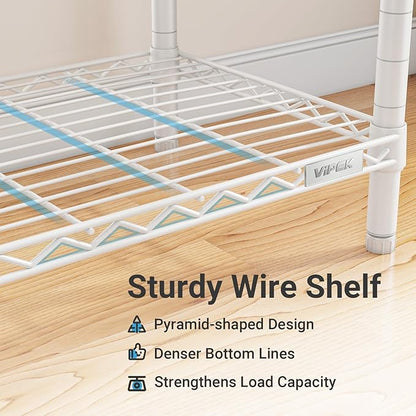 VIPEK V20 Wire Garment Rack Heavy Duty Clothes Rack, Metal Clothing Rack with 6 Shelves, 3 Hang Rods & 4 Fabric Drawers, Compact Freestanding Closet Wardrobe, 56.7" L x 14.6" W x 70.9" H, White