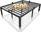 ROIL 18 Inch Full Size Bed Frame with Rounded Corner and Headboard Hole Mattress Retainers 3500LBS Metal Heavy Duty Steel Slats No Box Spring Needed Platform Noise-Free Easy Assembly
