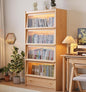 73" H Tall Solid Wood Bookcase with Flip-Up Tempered Glass Doors and 3 Color Led Lights,4 -Tier Wooden Bookshelf with 1 Drawer,Display Cabinet Kitchen Pantry for Living Room,Office
