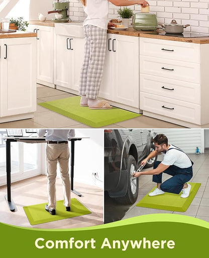Ophanie Kitchen Mats for Floor, 3/4 Inch Thick Kitchen Rugs, 20''x32'' Anti Fatigue Standing Cushioned Mat, Waterproof,Comfort Ergonomic Mat for Office, Home, Sink, Green Non-Slip Bottom