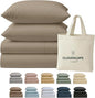 Cloud Scape Linen 100% Egyptian Cotton Sheets for Queen Size Bed, 400 Thread Count, 4 Pieces Bedding Set, Hotel Quality, Silky Soft, Deep Pockets up to 17”, Taupe