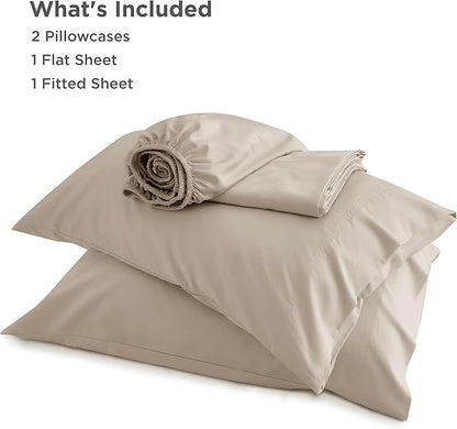 Bedsure California King Sheet Sets, Cooling Sheets, Rayon Derived from Bamboo, Deep Pocket Up to 16", Breathable & Soft Bed Sheets, Hotel Luxury Silky Bedding Sheets & Pillowcases, Simply Taupe