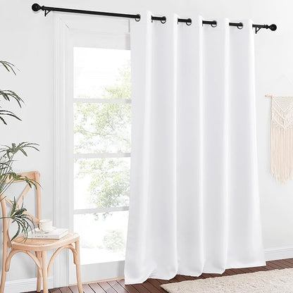 NICETOWN Room Darkening Curtain 90 inches Long - Thermal Curtain Grommet Large Window Treatment Sliding Door Curtain Light Blocking for Living Room (White, 1 Panel, W66 x L90)